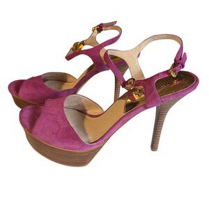Michael Michael Kors purple open toe leather heels size 7.5M